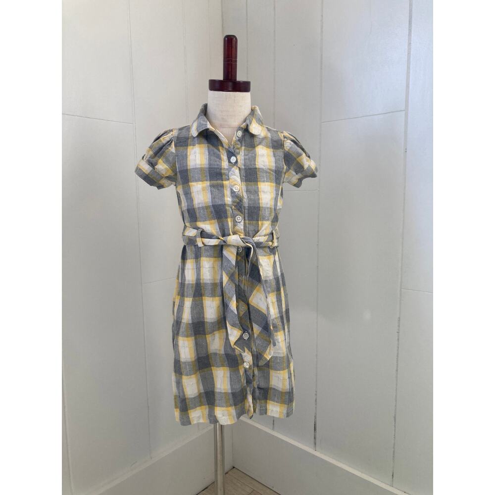 Gymboree Yellow & Grey Plaid Shirt Dress, Size 6